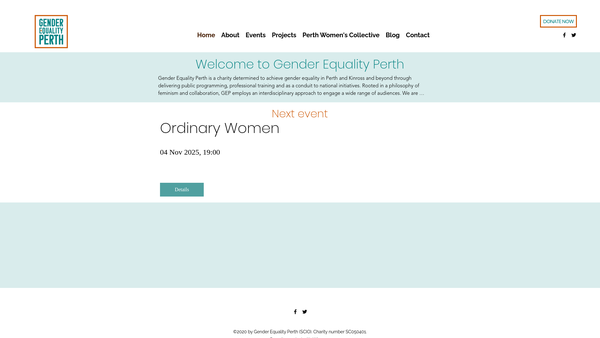 Screenshot of the Gender Equality Perth website