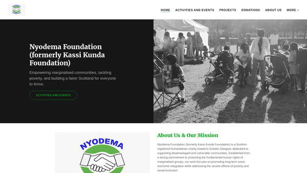 Screenshot of the Nyodema Foundation website