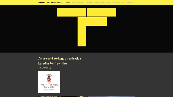Screenshot of the Tannahill Arts and Heritage SCIO website
