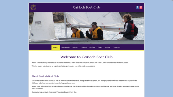 Screenshot of the Gairloch Boat Club website