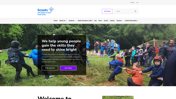 Screenshot of the 11th Bridge of Allan Scout Group website