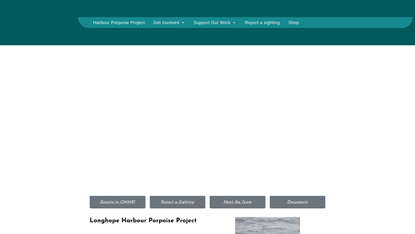 Screenshot of the Orkney Marine Mammal Research Initiative website