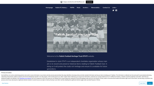 Screenshot of the Falkirk Football Heritage Trust website