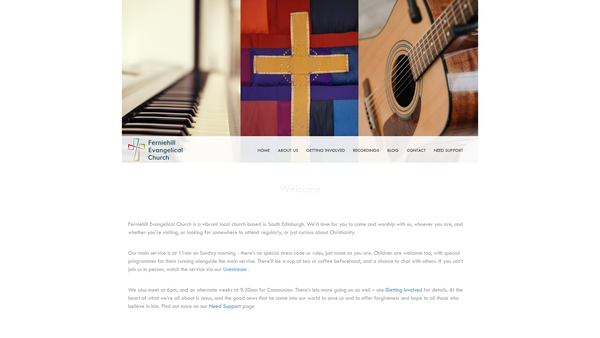 Screenshot of the Ferniehill Evangelical Church SCIO website
