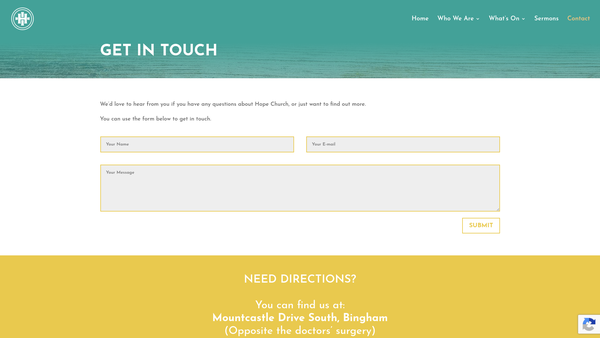 Screenshot of the Hope Church Bingham website