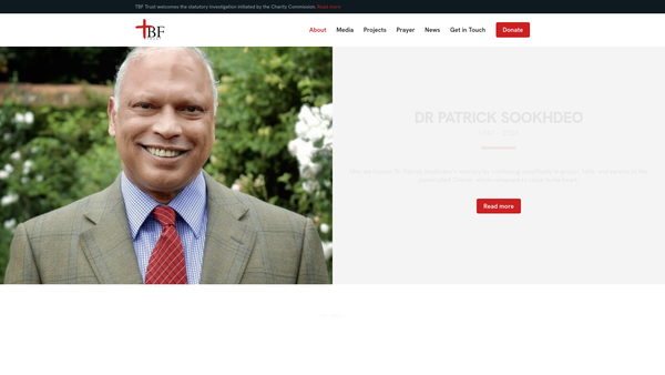 Screenshot of the TBF Trust website