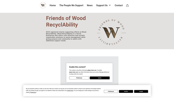Screenshot of the Friends of Wood RecyclAbility SCIO website