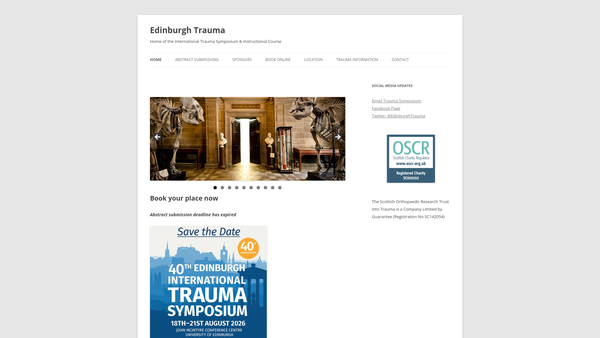 Screenshot of the Scottish Orthopaedic Research Trust into Trauma website