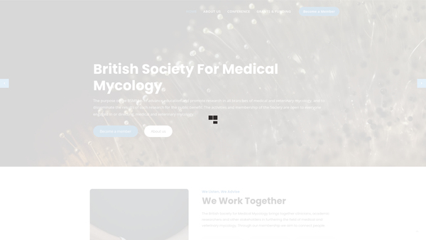 Screenshot of the British Society for Medical Mycology website