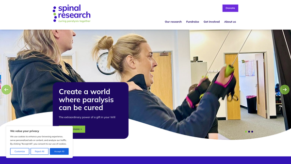 Screenshot of the International Spinal Research Trust website