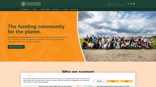 Screenshot of the Environmental Funders Network website
