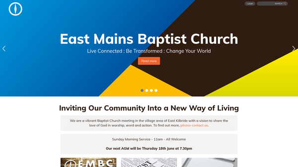 Screenshot of the East Mains Baptist Church SCIO website