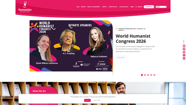 Screenshot of the Humanists International 2020 website