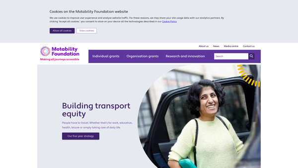 Screenshot of the Motability website