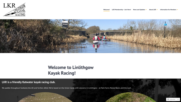 Screenshot of the Linlithgow Kayak Racing SCIO website