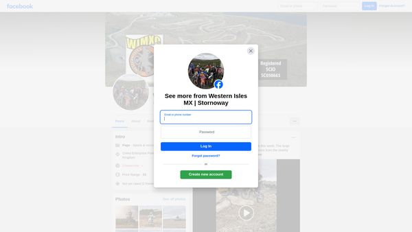 Screenshot of the Western Isles Motocross Club website