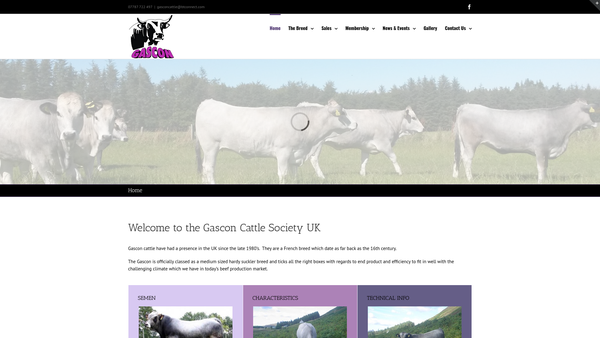 Screenshot of the Gascon Cattle Society UK website