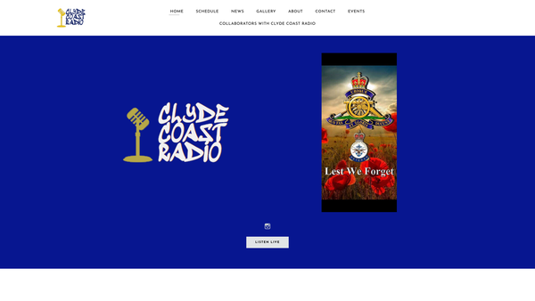 Screenshot of the Clyde Coast Radio website