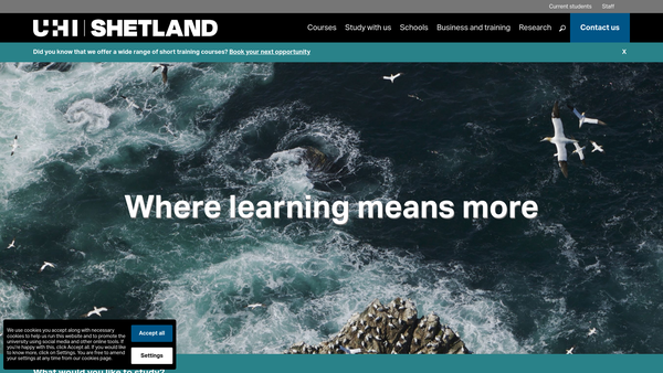 Screenshot of the Shetland UHI website