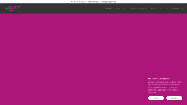 Screenshot of the Glasgow Street Aid (SCIO) website