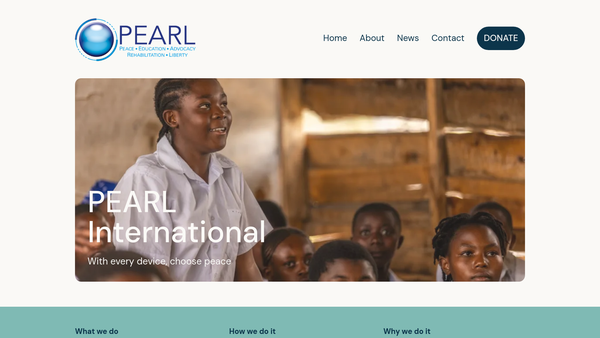Screenshot of the Pearl International website