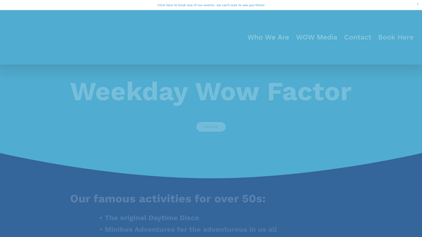 Screenshot of the Weekday Wow Factor website