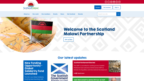Screenshot of the The Scotland Malawi Partnership SCIO website