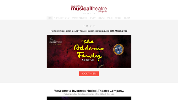 Screenshot of the Inverness Musical Theatre Company SCIO website