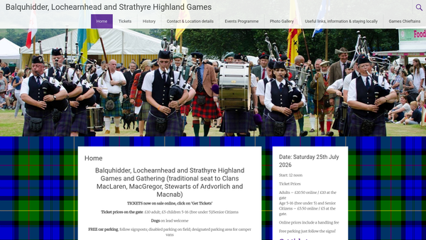 Screenshot of the BLS Highland Games SCIO website