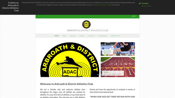Screenshot of the Arbroath and District Athletic Club SCIO website