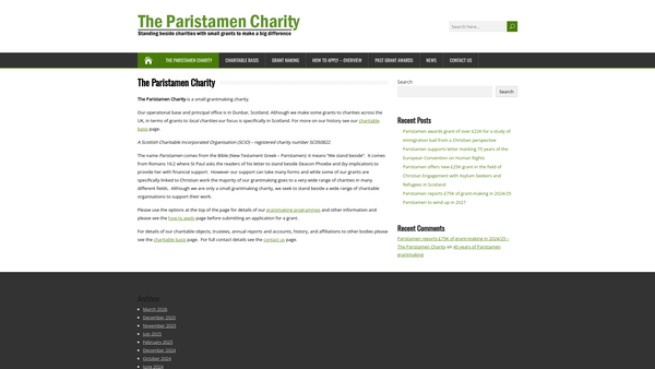 Screenshot of the The Paristamen Charity website