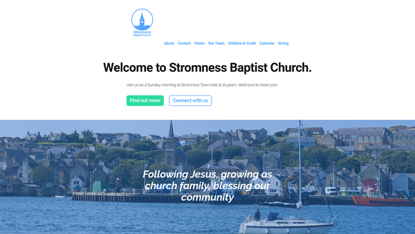 Screenshot of the Stromness Baptist Church SCIO website
