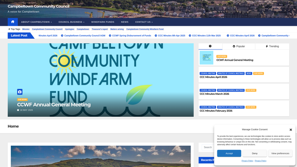 Screenshot of the Campbeltown Community Windfarm Fund website