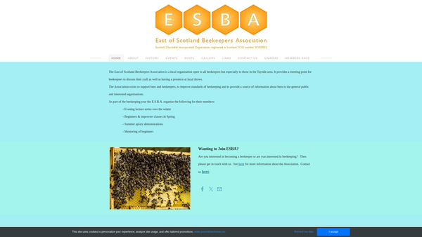 Screenshot of the East of Scotland Beekeepers Association website