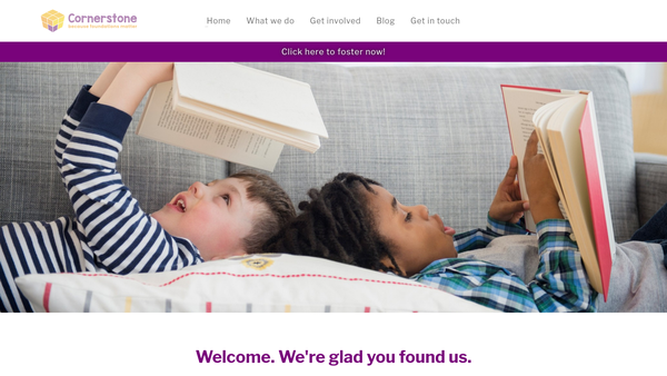 Screenshot of the Cornerstone North East Adoption and Fostering Service website