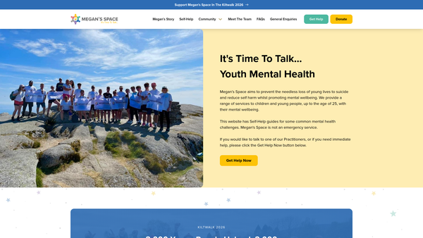 Screenshot of the Megan's Space SCIO website