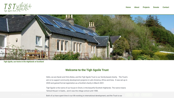 Screenshot of the Tigh Sgoile Charitable Trust website