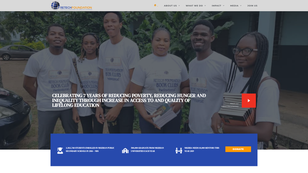Screenshot of the RETECH Foundation website