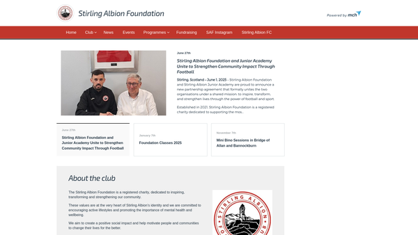 Screenshot of the The Stirling Albion Foundation website