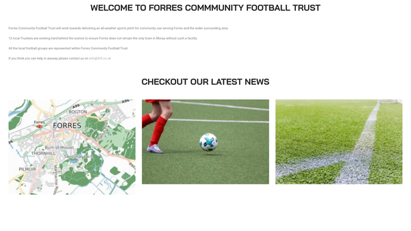 Screenshot of the Forres Community Football Trust (SCIO) website