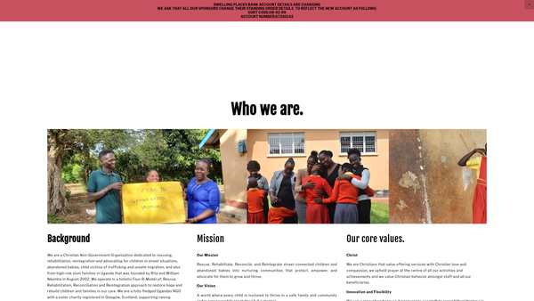 Screenshot of the Dwelling Places UK [SCIO] website