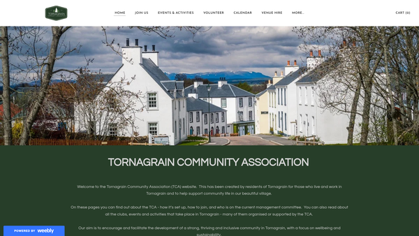 Screenshot of the Tornagrain Community Association website