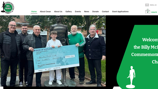 Screenshot of the Billy McNeill Commemoration Charity website