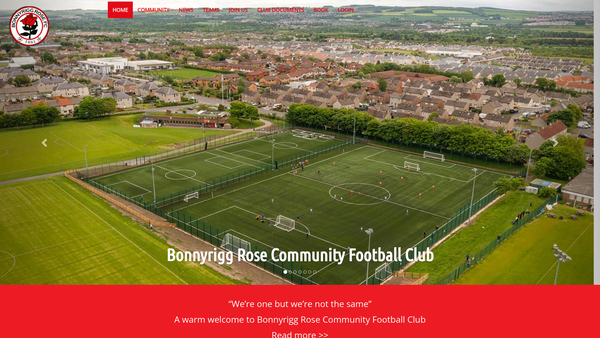 Screenshot of the Bonnyrigg Rose Community Football Club (SCIO) website