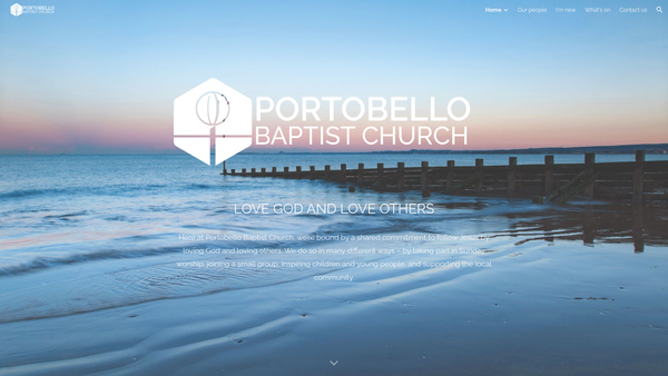 Screenshot of the Portobello Baptist Church SCIO website