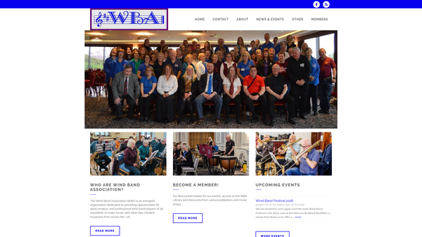 Screenshot of the Wind Band Association website