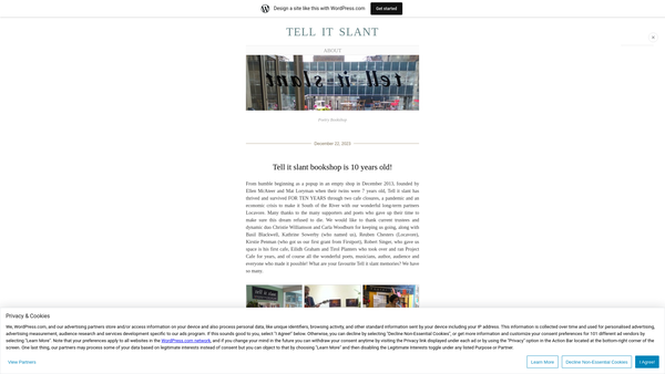 Screenshot of the Tell it slant SCIO website