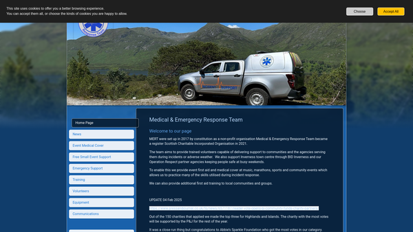 Screenshot of the Medical & Emergency Response Team website