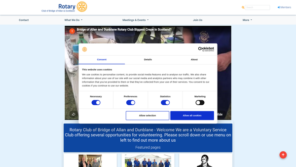 Screenshot of the The Bridge of Allan and Dunblane Rotary Charity Trust website