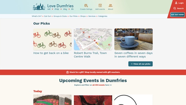 Screenshot of the Dumfries Partnership Action Group website